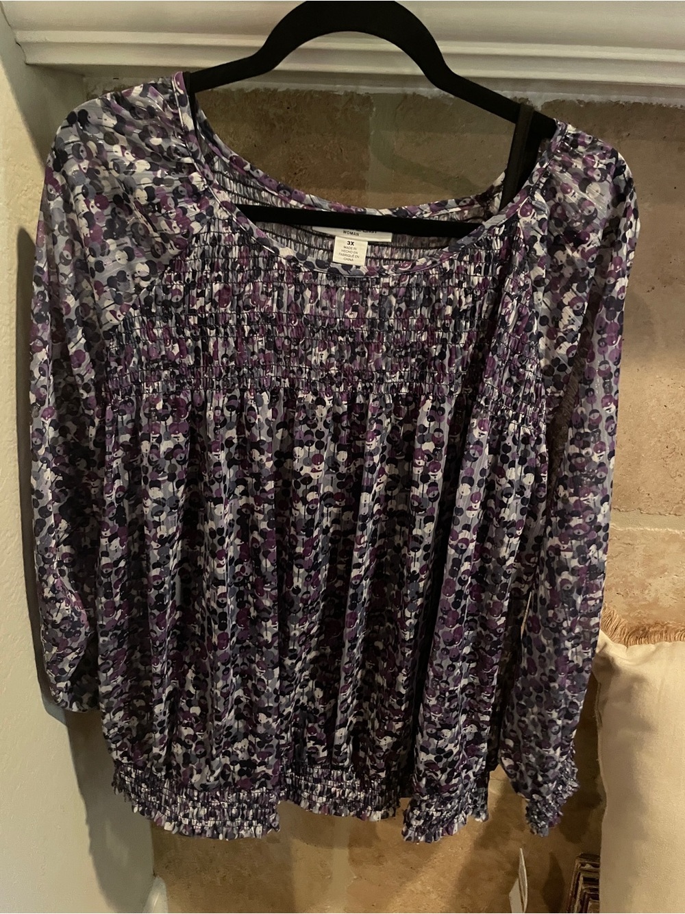 NWT Skye’s the Limit Smocked Peasant Blouse Cami Brunch Feminine 3X